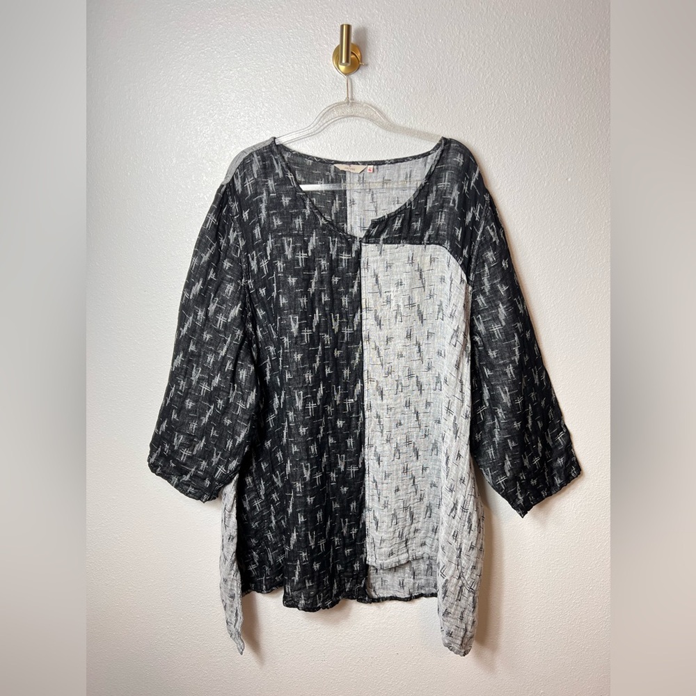 Cheyenne Asymmetrical 100% Linen Tunic Top 3X